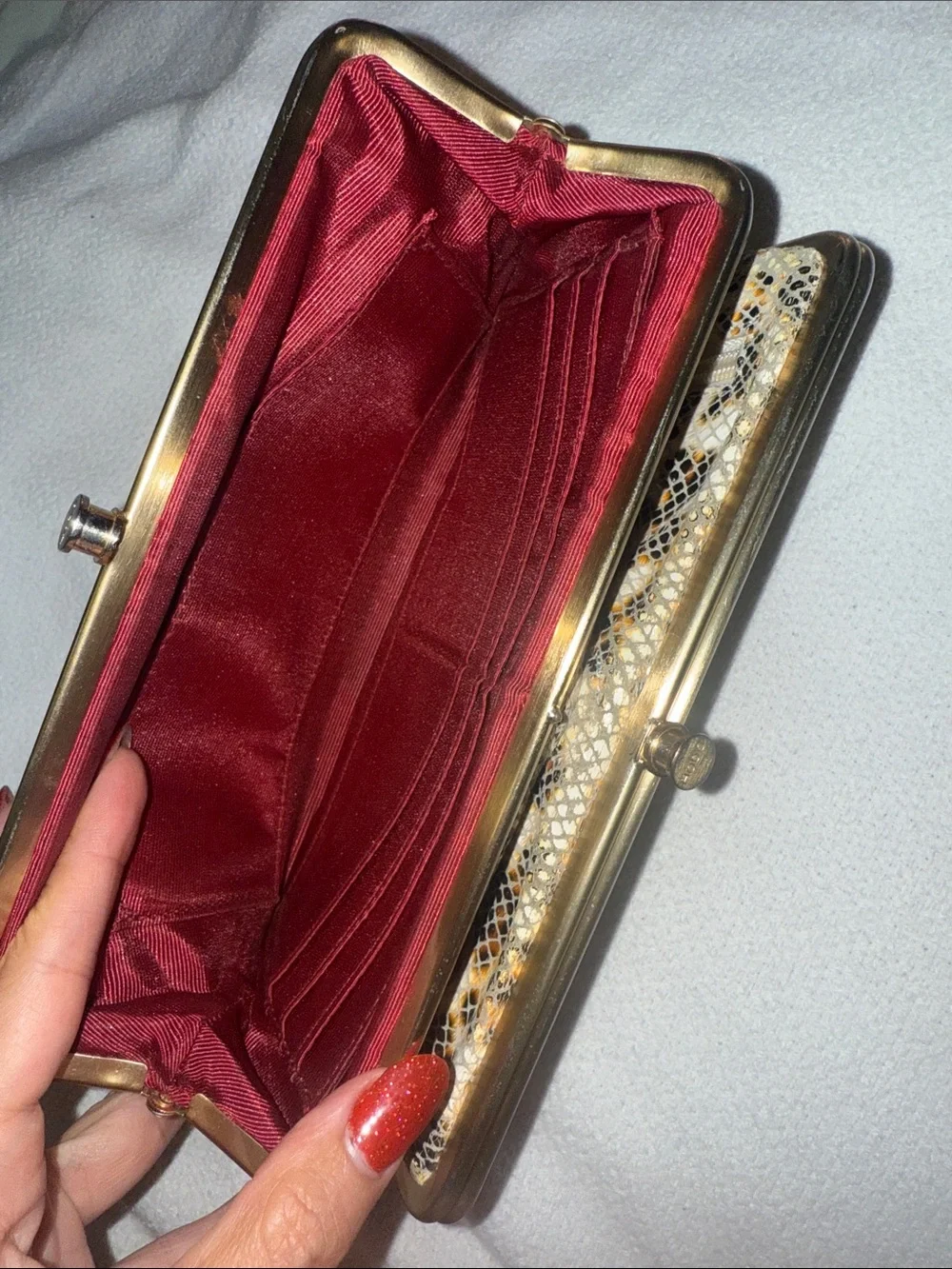 HOBO Gold Mesh Floral Evening Clutch